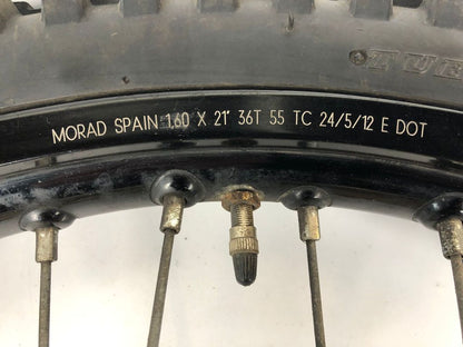 vordere Speichenfelge mit Stollenreifen, Derbi/Aprilia/Gilera, 80/90-21, 15mm Achsdurchmesser