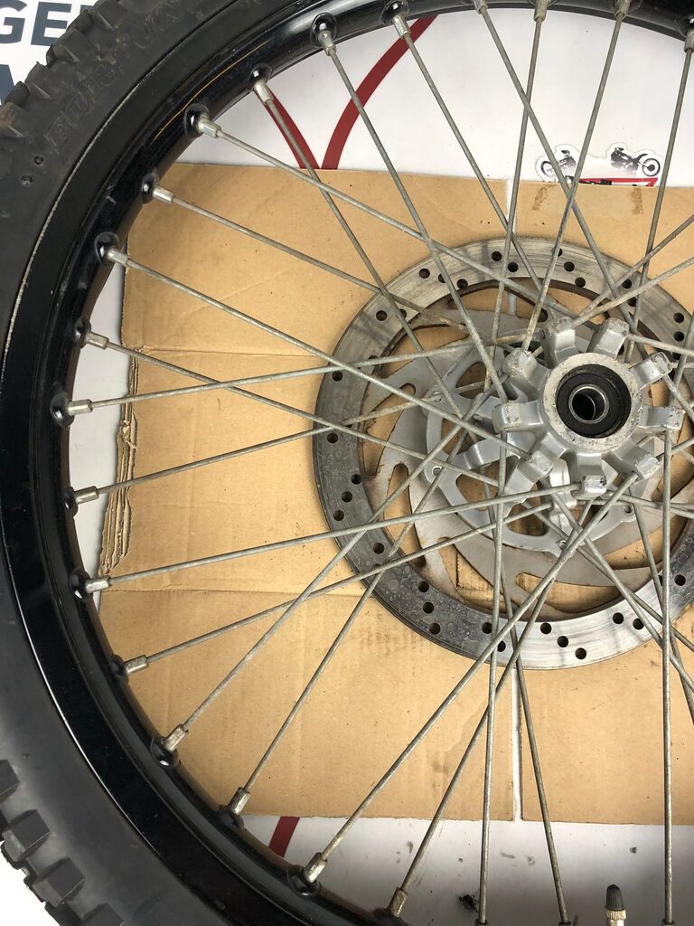 vordere Speichenfelge mit Stollenreifen, Derbi/Aprilia/Gilera, 80/90-21, 15mm Achsdurchmesser