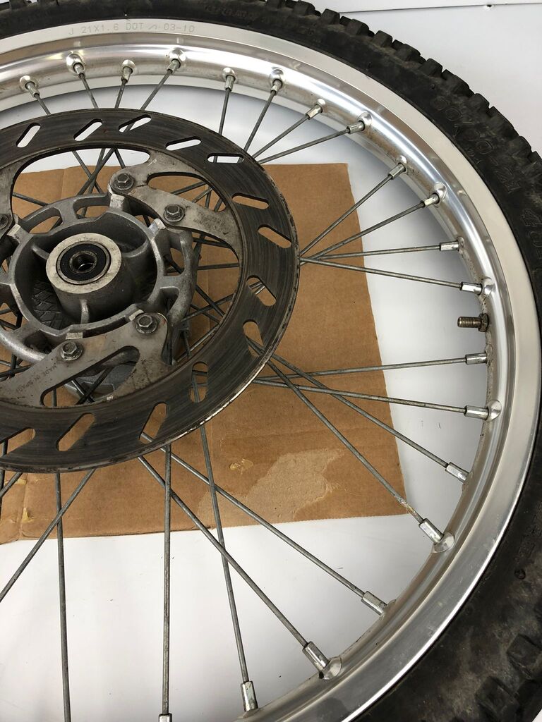 vordere Speichenfelge mit Stollenreifen, Derbi/Aprilia/Gilera, 80/90-21, 12mm Achsdurchmesser