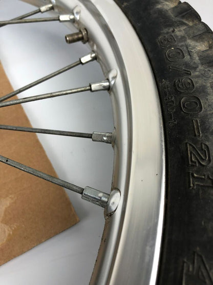 vordere Speichenfelge mit Stollenreifen, Derbi/Aprilia/Gilera, 80/90-21, 12mm Achsdurchmesser