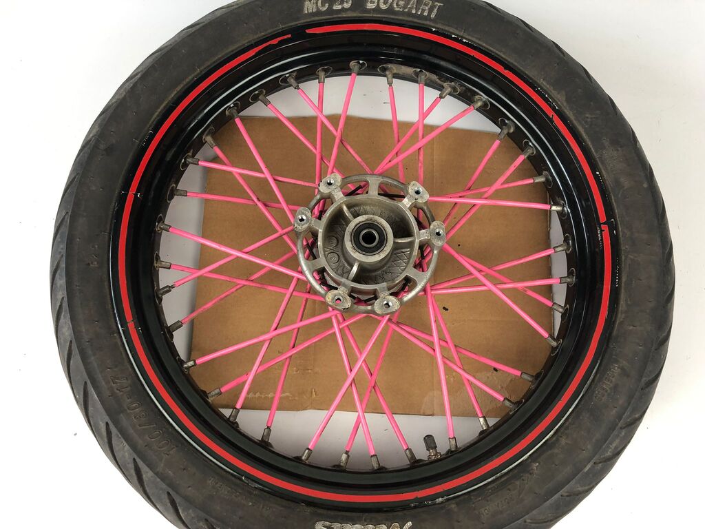 vordere Speichenfelge mit Reifen, Derbi/Aprilia/Gilera, 100/80-17, 12mm Achsdurchmesser