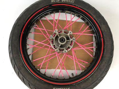 vordere Speichenfelge mit Reifen, Derbi/Aprilia/Gilera, 100/80-17, 12mm Achsdurchmesser