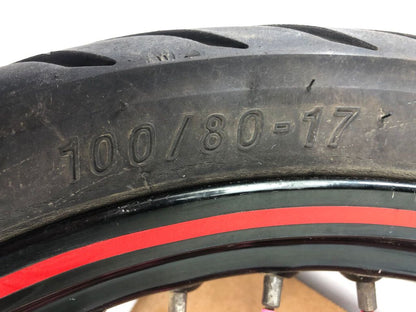 vordere Speichenfelge mit Reifen, Derbi/Aprilia/Gilera, 100/80-17, 12mm Achsdurchmesser