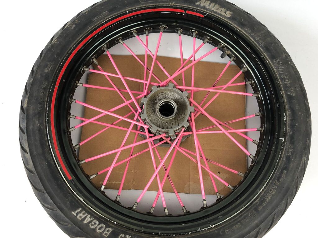 vordere Speichenfelge mit Reifen, Derbi/Aprilia/Gilera, 100/80-17, 12mm Achsdurchmesser