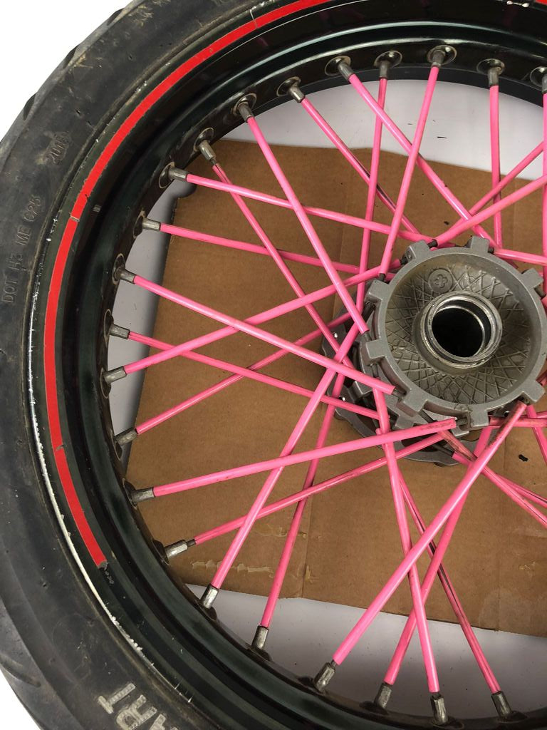 vordere Speichenfelge mit Reifen, Derbi/Aprilia/Gilera, 100/80-17, 12mm Achsdurchmesser