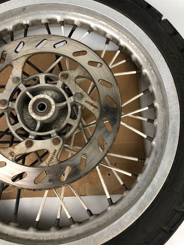 vordere Speichenfelge mit Reifen, Derbi/Aprilia/Gilera, 100/80-17, 12mm Achsdurchmesser