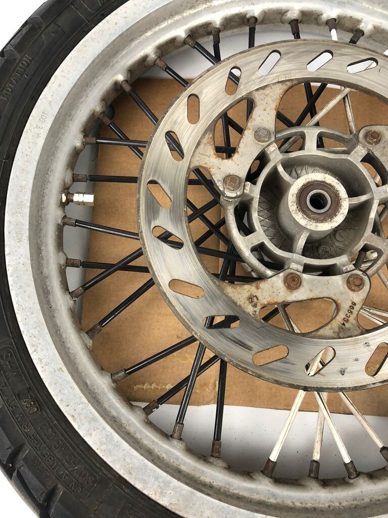 vordere Speichenfelge mit Reifen, Derbi/Aprilia/Gilera, 100/80-17, 12mm Achsdurchmesser
