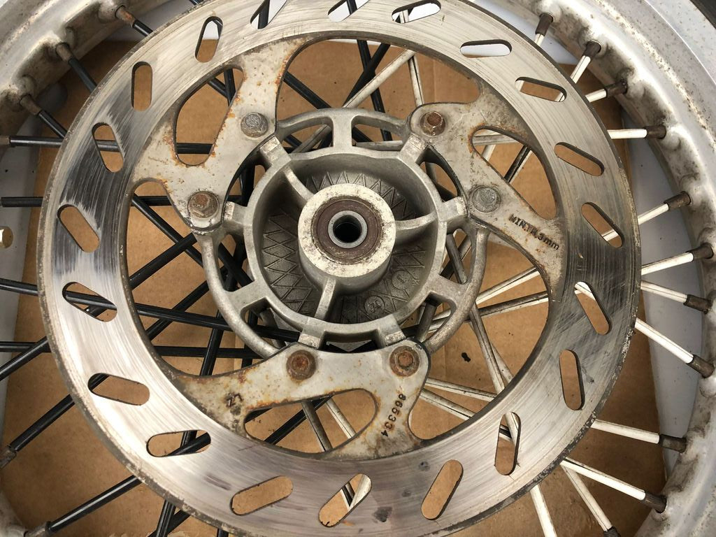 vordere Speichenfelge mit Reifen, Derbi/Aprilia/Gilera, 100/80-17, 12mm Achsdurchmesser
