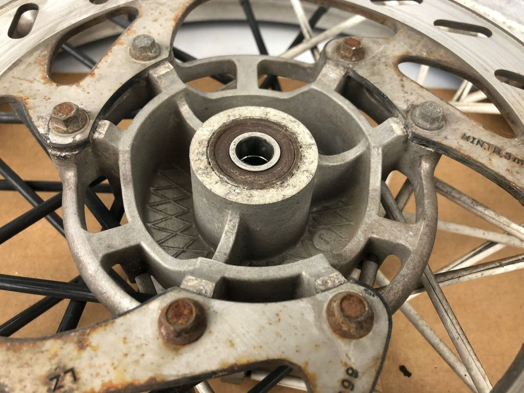 vordere Speichenfelge mit Reifen, Derbi/Aprilia/Gilera, 100/80-17, 12mm Achsdurchmesser