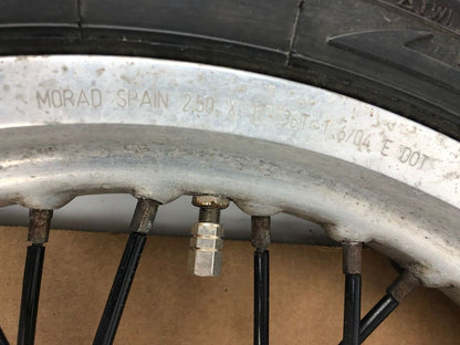 vordere Speichenfelge mit Reifen, Derbi/Aprilia/Gilera, 100/80-17, 12mm Achsdurchmesser