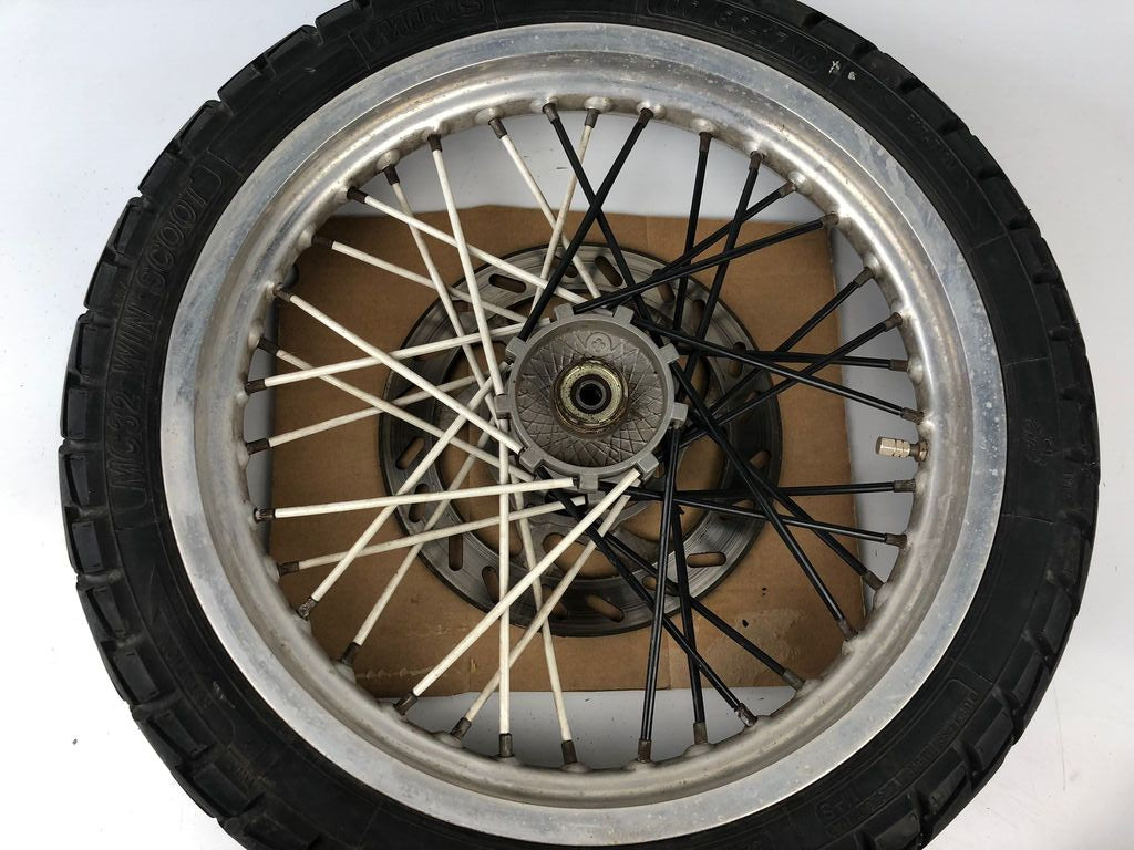 vordere Speichenfelge mit Reifen, Derbi/Aprilia/Gilera, 100/80-17, 12mm Achsdurchmesser