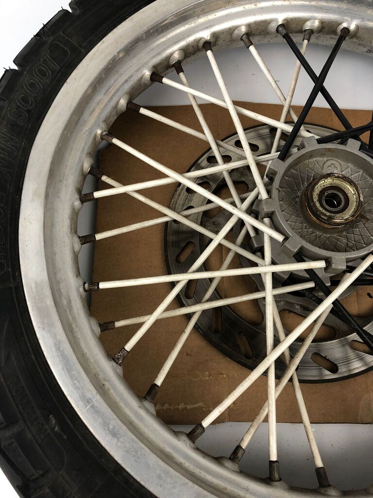 vordere Speichenfelge mit Reifen, Derbi/Aprilia/Gilera, 100/80-17, 12mm Achsdurchmesser