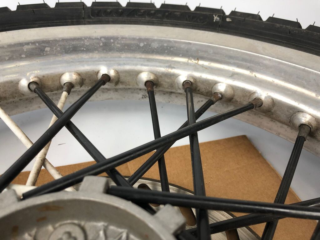 vordere Speichenfelge mit Reifen, Derbi/Aprilia/Gilera, 100/80-17, 12mm Achsdurchmesser