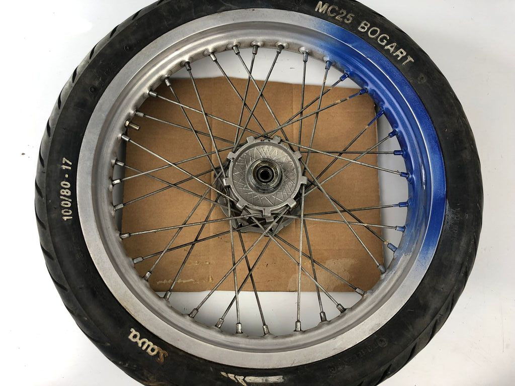 vordere Speichenfelge mit Reifen, Derbi/Aprilia/Gilera, 100/80-17, 12mm Achsdurchmesser