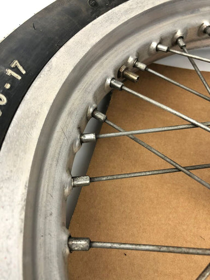 vordere Speichenfelge mit Reifen, Derbi/Aprilia/Gilera, 100/80-17, 12mm Achsdurchmesser