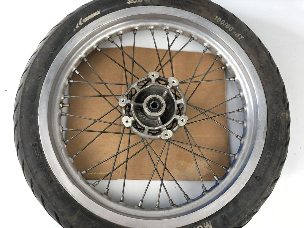 vordere Speichenfelge mit Reifen, Derbi/Aprilia/Gilera, 100/80-17, 12mm Achsdurchmesser
