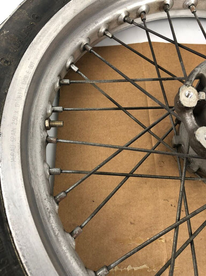 vordere Speichenfelge mit Reifen, Derbi/Aprilia/Gilera, 100/80-17, 12mm Achsdurchmesser