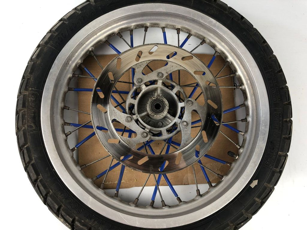 vordere Speichenfelge mit Reifen, Derbi/Aprilia/Gilera, 100/80-17, 12mm Achsdurchmesser