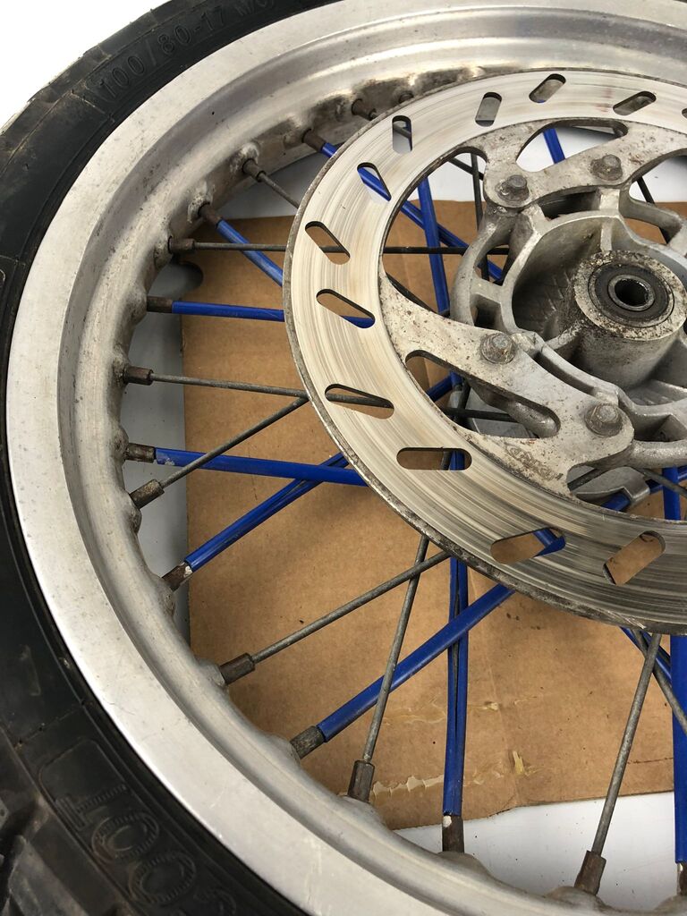 vordere Speichenfelge mit Reifen, Derbi/Aprilia/Gilera, 100/80-17, 12mm Achsdurchmesser