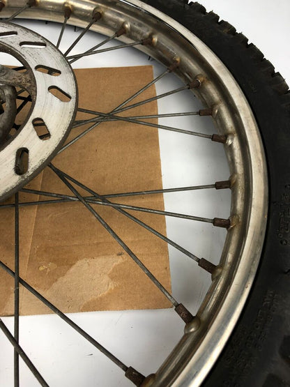 vordere Speichenfelge mit Stollenreifen, Derbi/Aprilia/Gilera, 80/90-21, 12mm Achsdurchmesser