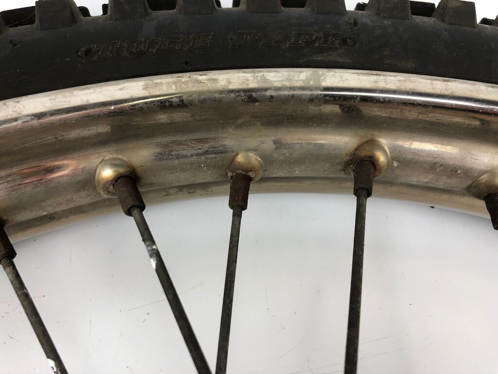 vordere Speichenfelge mit Stollenreifen, Derbi/Aprilia/Gilera, 80/90-21, 12mm Achsdurchmesser