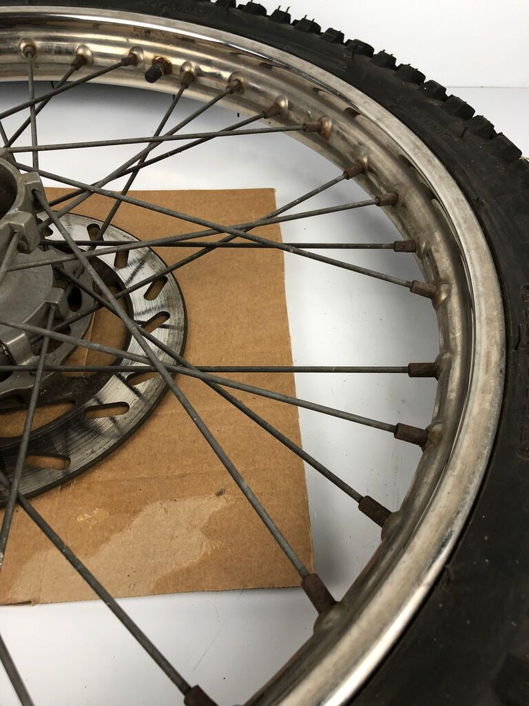 vordere Speichenfelge mit Stollenreifen, Derbi/Aprilia/Gilera, 80/90-21, 12mm Achsdurchmesser