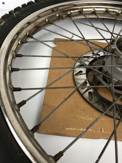vordere Speichenfelge mit Stollenreifen, Derbi/Aprilia/Gilera, 80/90-21, 12mm Achsdurchmesser