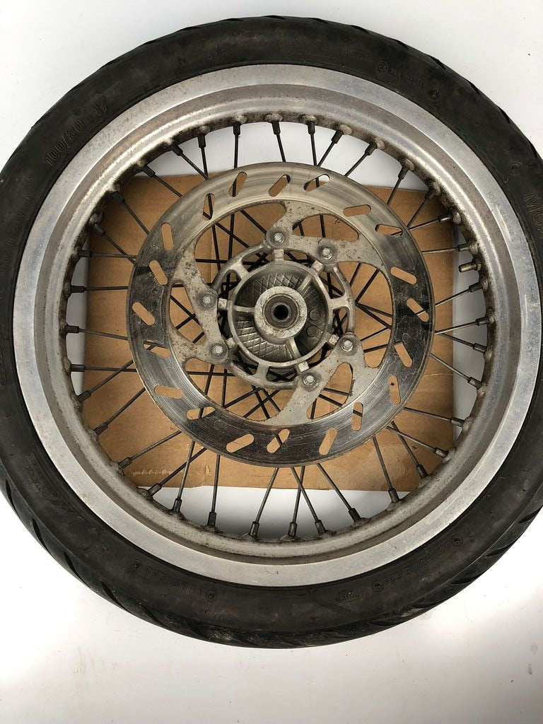 vordere Speichenfelge mit Reifen, Derbi/Aprilia/Gilera, 100/80-17, 12mm Achsdurchmesser