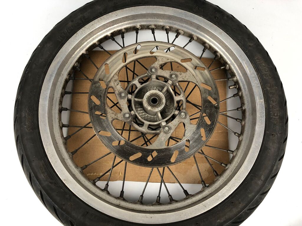 vordere Speichenfelge mit Reifen, Derbi/Aprilia/Gilera, 100/80-17, 12mm Achsdurchmesser