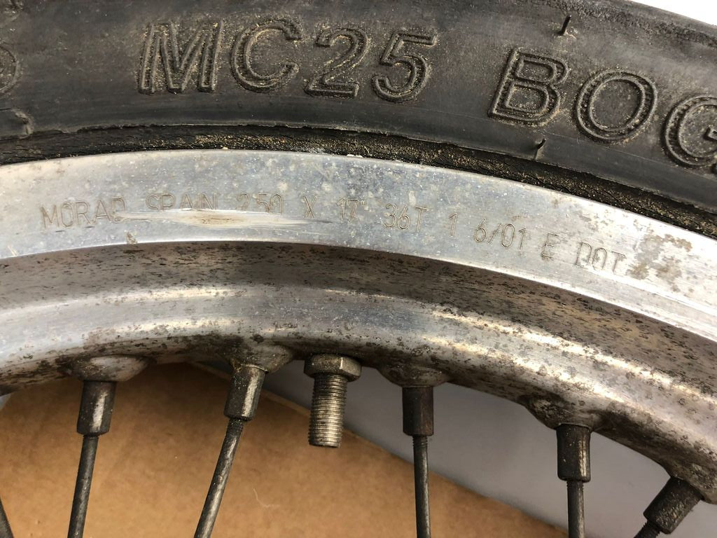 vordere Speichenfelge mit Reifen, Derbi/Aprilia/Gilera, 100/80-17, 12mm Achsdurchmesser