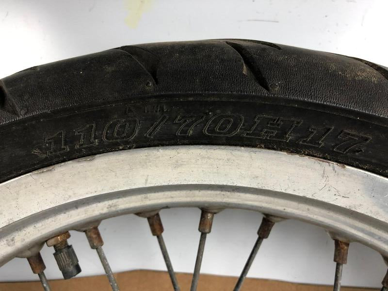 vordere Speichenfelge mit Reifen, Derbi, 110/70-17, 12mm Achsdurchmesser