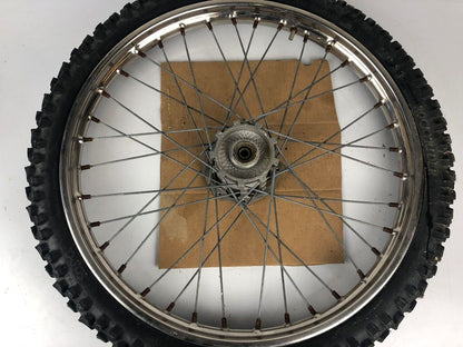 vordere Speichenfelge mit Stollenreifen, Derbi/Aprilia/Gilera, 80/90-21, 12mm Achsdurchmesser
